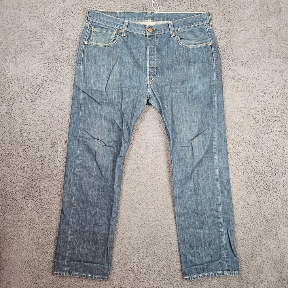 Levis 501 Original Straight Fit Mens Blue Medium Wash‎ Denim Jeans 36x32
